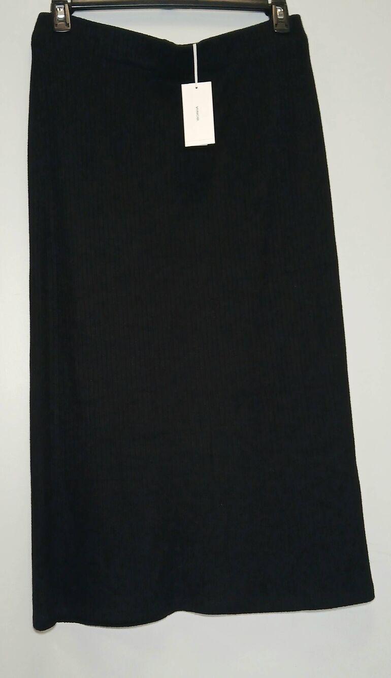 Vince womens large midi pencil skirt black ribbed stretch 34 waist